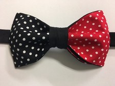 Custom Mens Black/Red Polka Dot Bow Tie Pre-tied Adjustable Handmade bowtie