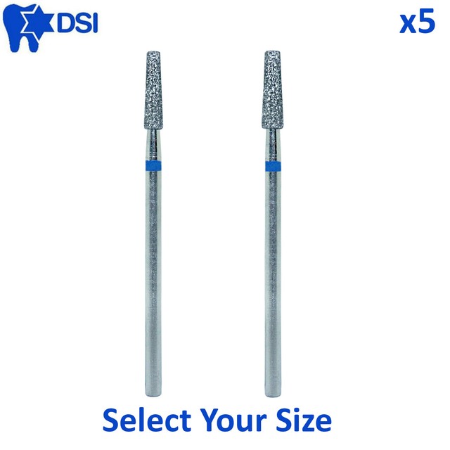 5x DSI Dental Diamond Low Speed Handpiece Flat End Taper Burs Drill Bit