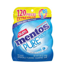 Mentos Pure Fresh Sugar-Free Chewing Gum with Xylitol, Fresh Mint, 120 Piece Bul