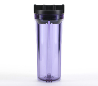Hydronix 10'' Clear Housing w/ Black Rib Cap, RO & Filtration Systems, 1/4'' Ports