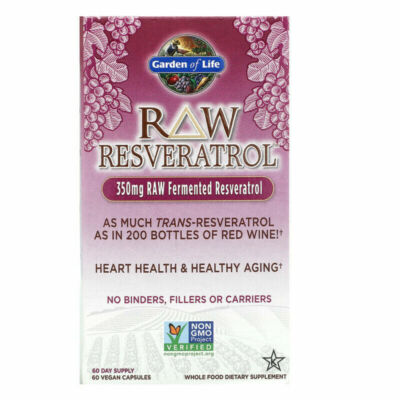 Garden of Life RAW Resveratrol 350 mg 60 V.Caps Exp.4/27 Heart Health Low Price