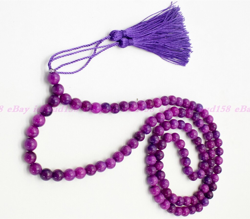 Buddha Tibet Collana Mala Tibetana In Sugilite 8mm - 108 Grani Viola Per Meditazione E Preghiera, Fatta A Mano, Lunghezza 32 Pollici Collana Mala Buddista - Foto 6