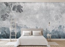 3D Gray Leaves R27083 Wallpaper Wall Mural Self-adhesive Removable Luna