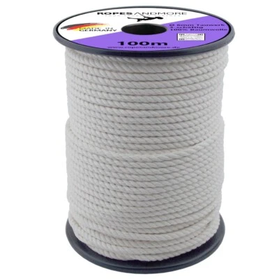 ROPES AND MORE Baumwollseil Ø6mm 3-litzig gedreht Naturseil 100 % Baumwolle Meterware