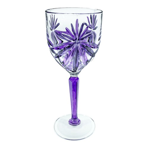 Purple Murano Wine Glass Hand Painted Light Stem Venice Italy 20cm - Picture 3 of 3