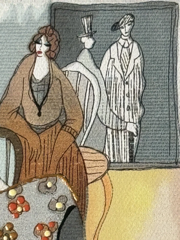 ORIGINAL ITZCHAK TARKAY VINTAGE ARTE MODERNO FIGURATIVO MUJER PINTURA AL ÓLEO MODA Foto 4 de 4