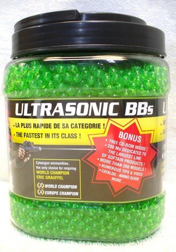 OPENED ULTRASONIC 10000 ROUND JAR .12G AIRSOFT BB'S 6MM - GREEN - Picture 12 of 12