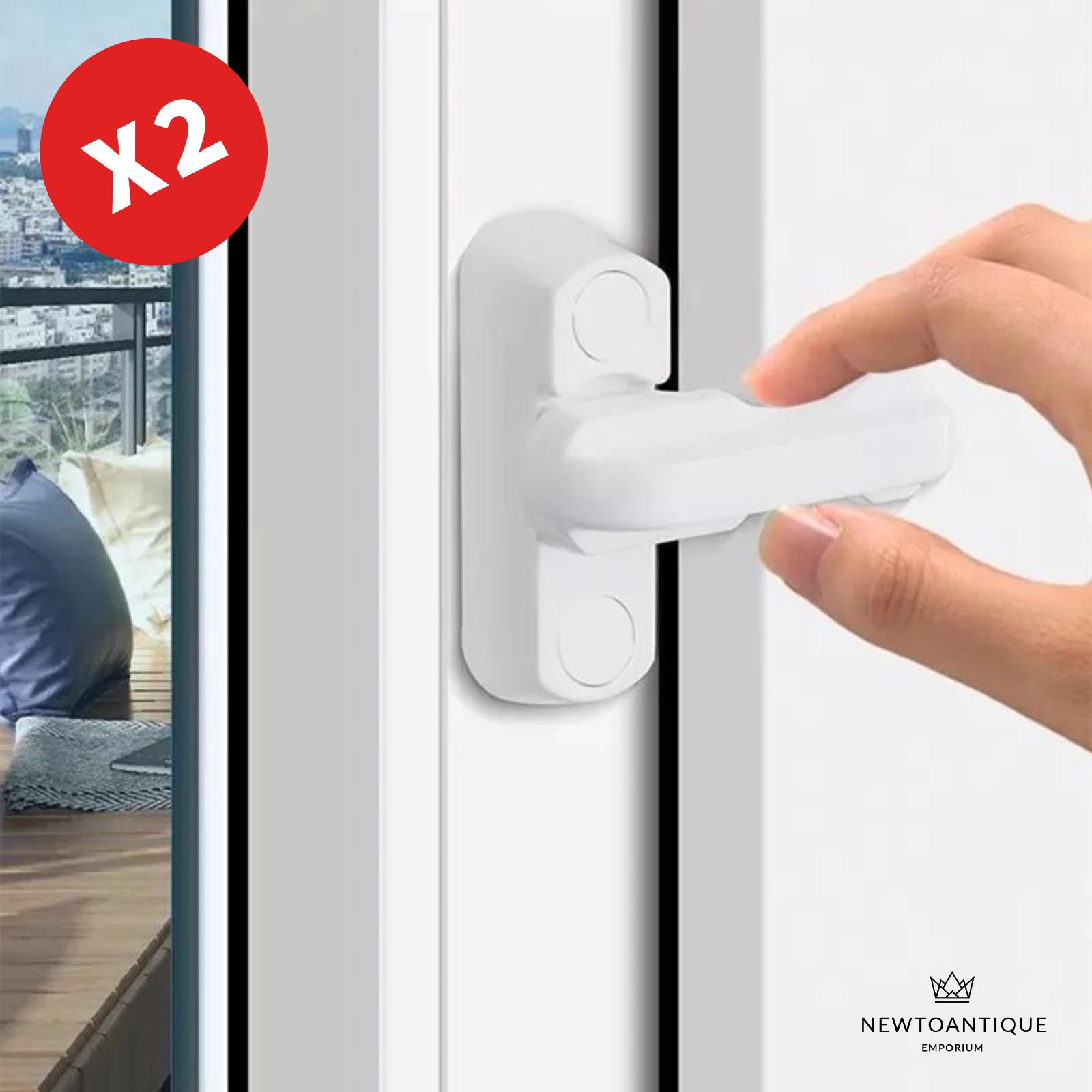2 x Key Window Safety Lock / Security Door Jammer Restrictor / Child Lock UPVC