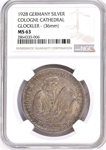 1928 Germany WEIMAR Republic Cologne Cathedral Silver Medal Glockler NGC MS-63