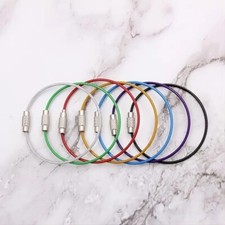 14 PCS Stainless Steel Wire Cable Keychain, Luggage Loop, Screw Clasp Keyring