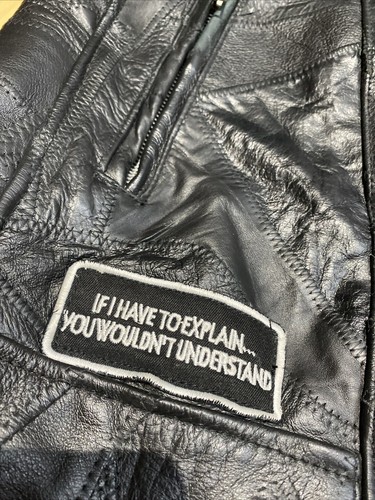 Diamond Plate Buffalo Leather Biker Jacket Size 2X Live to Ride Patched Route 66 - Picture 8 of 17