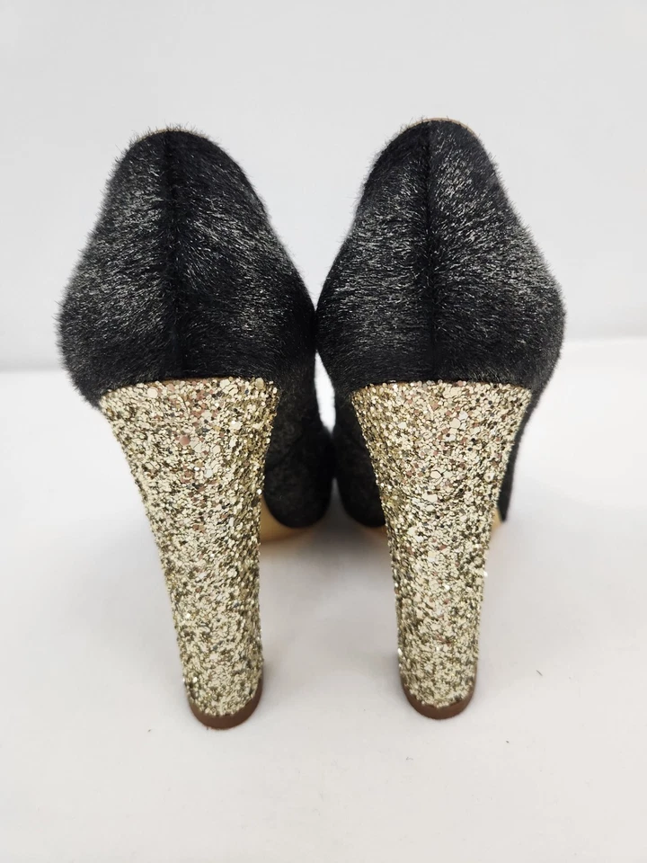 Miu Miu Calzature Pumps Donna Lame Black Gold Size 38 - Image 3 of 4