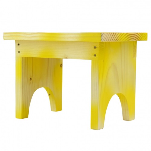Wooden Step Stool, Rustic Home Decor for Kitchen and Bathroom 28x21x21 cm Yellow - Picture 4 of 7