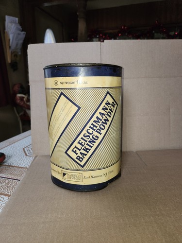 Vintage FLEISCHMANN BAKING POWDER 10 LB Metal/Tin Can~Nabisco Brands~Good Shape - Picture 2 of 5