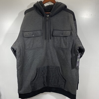 Machine Jacket Machine Custom Co. Men’s Medium Hooded Jacket Black & Gray Fur Lined ...