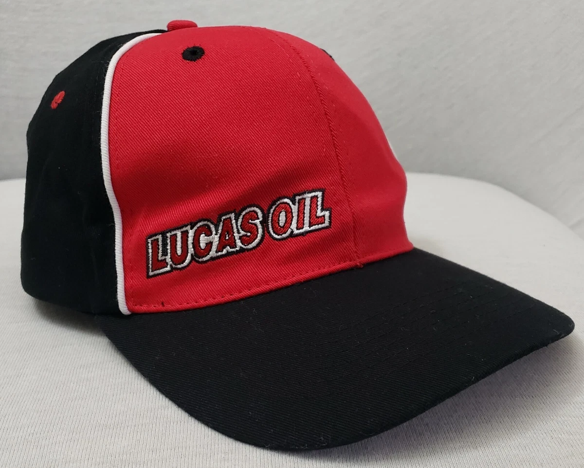 Lucas Oil Promo Hat Baseball Cap Red/Black All Over Print Bill