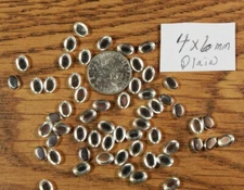 4x6mm Sterling Silver PLAIN Bezel Cups Oval 4mm x 6mm Lot 10pc USA