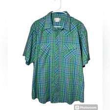 Wrangler Men's Vintage Short Sleeve Pearl Snap Plaid Wrancher Shirt Size 2XL