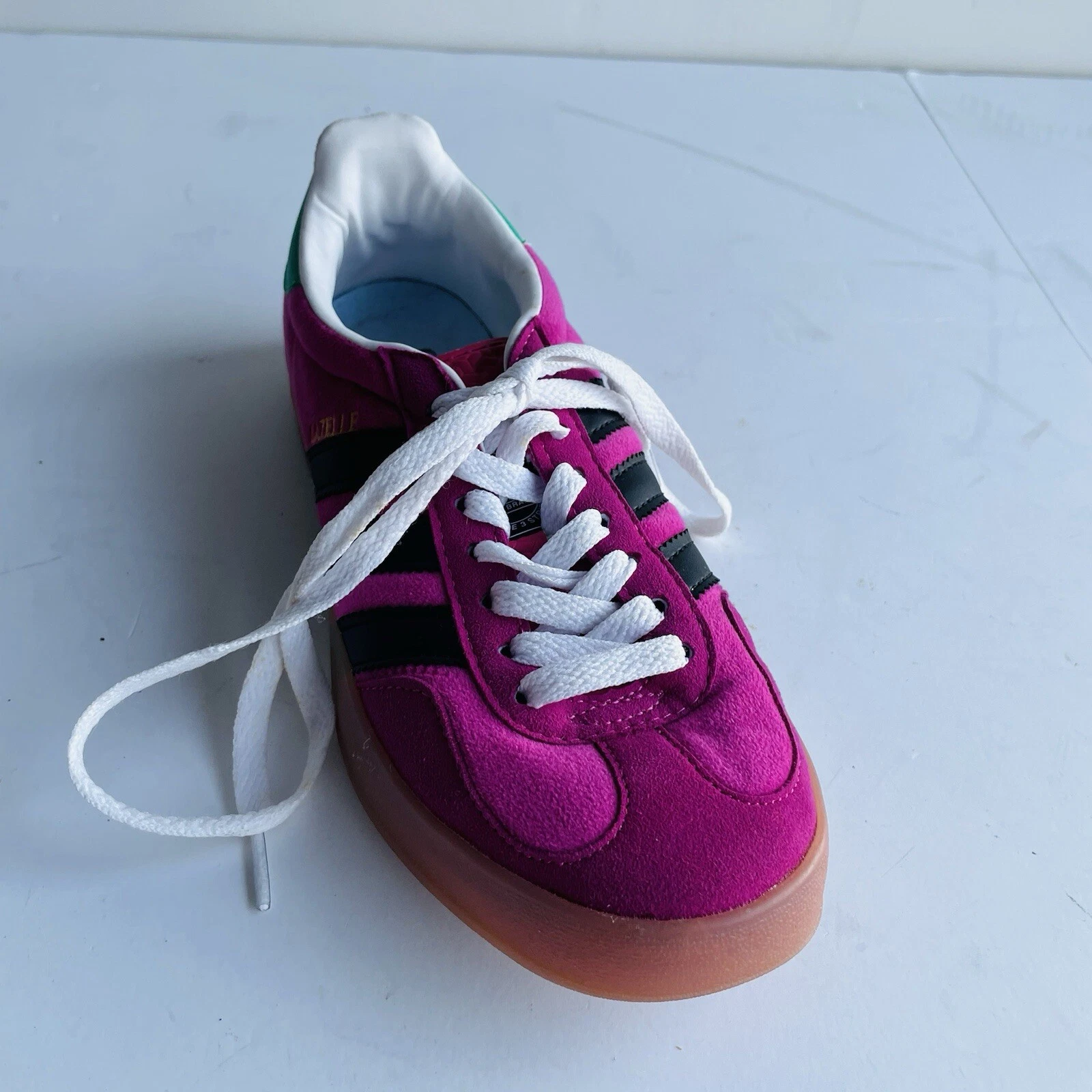 Adidas Gazelle x Gucci rose velours vert talon femme US 6   PIED DROIT UNIQUEMENT