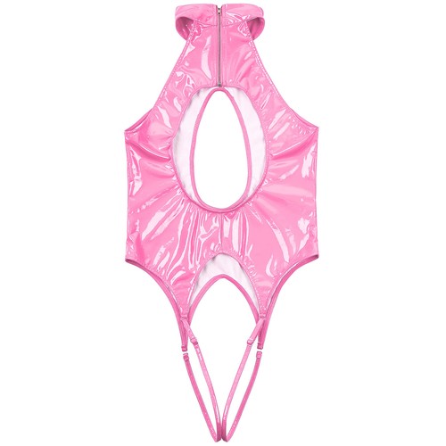 Damen Sexy Glänzend PVC Leder Dessous Bodysuits Teddy Trikot Backless Clubwear - Picture 60 of 65