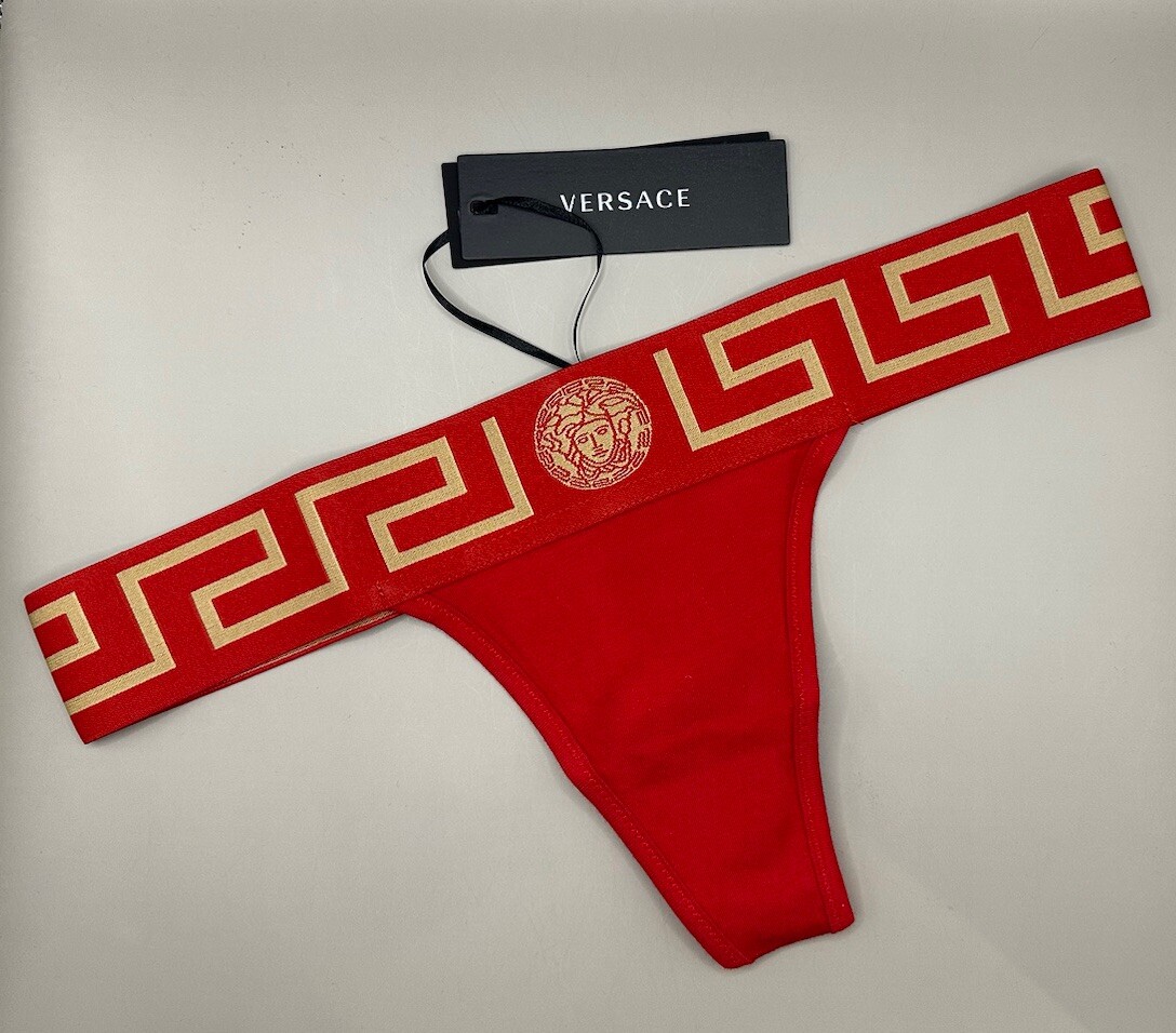 Versace Greca Boarder Thong Underwear Women's Size 1 (US 32) Authentic |  eBay