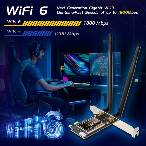 Pcie Adapter 1800Mbps PCI Express Dual Band 2.4G/5GHz MTK Wireless Network Card - Picture 2 of 12