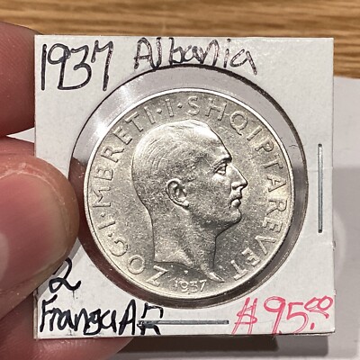 1935年R アルバニア 2 FRANG AR 銀貨　レア 2 franga ari 1935, Albania - uCoin.net