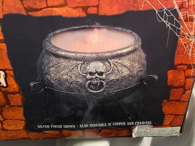 Spirit Halloween Silver Cauldron Mister W/Multi-Colored Lights 2000-2009 Working