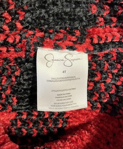Jessica Simpson Sweater Girl’s 4T Long Sleeve Red & Black Check Ruffles - Picture 3 of 4