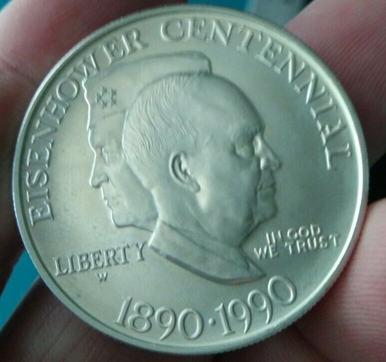 コレクション United States Eisenhower Centennial COIN 1890-1990 Eisenhower Centennial Dollar Silver Commemorative Coin