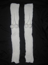 Romwe pom decor ribbed knit leg warmers white nip kawaii