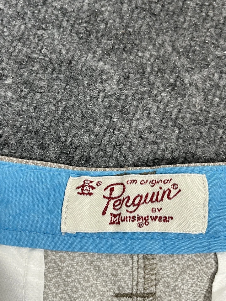 Шорты мужские Penguin 34 Chino плоские спереди бежевые в елочку 9 футов N29 - Изображение 3 из 4