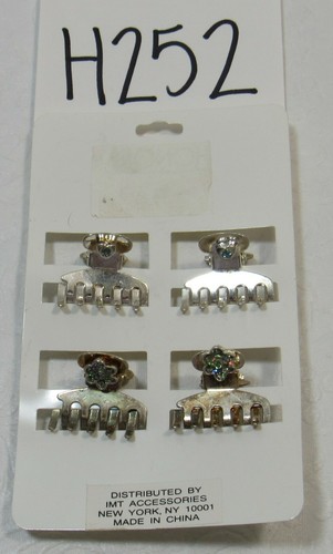 Girl's Metal Hair Jaw Claw Clips Glitter Hearts & Flowers New Vintage - Picture 4 of 4