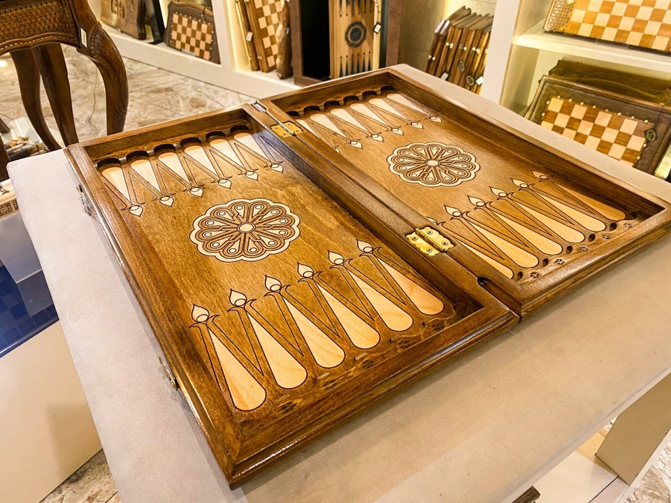 Backgammon Set Eternity, Wooden Board Game, Wood Armenian Nardi Handmade 30x30cm - Image 3 of 4