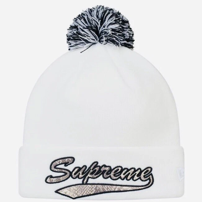 FW17 SUPREME SNAKE SCRIPT BEANIE WHITE NEW WITH TAGS (hat cap tee jacket hoodie)