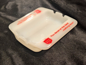 Vintage Lone Star Beer White Milk Glass Ashtray You Deserve The Best Texas MCM