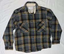 SEAR ROEBUCK  CO MENS SHIRT LARGE GRAY YELLOW PLAID FLANNEL VINTAGE WOOL BLEND