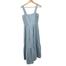 Quince Blue Basic Sleeved Dress M