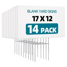 14 Pack Lawn Signs Corrugated Plastic 17x12 Inches Blank Yard Signs with Stak...