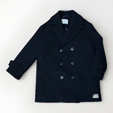 Zara Kids 8-9 Dark Navy Double Breasted Wool-Blend Winter Peacoat Jacket EUC