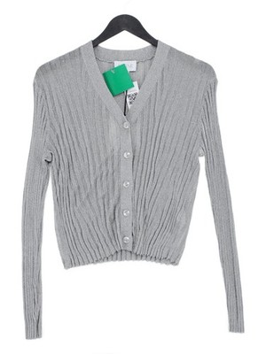 Aligne Damen Strickjacke M silber Viskose mit anderen V-Ausschnitt Cardigan