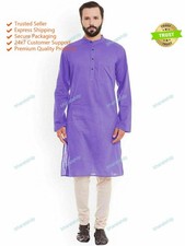 Cotton Wear Mens Shirt Indian Ethnic Dress Mens Kurta Plain Size S to 7XL