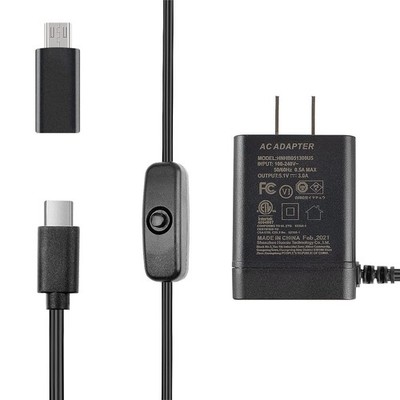 Smraza 5.1V 3A Power Supply Compatible with Raspberry Pi 4 60inch, Black