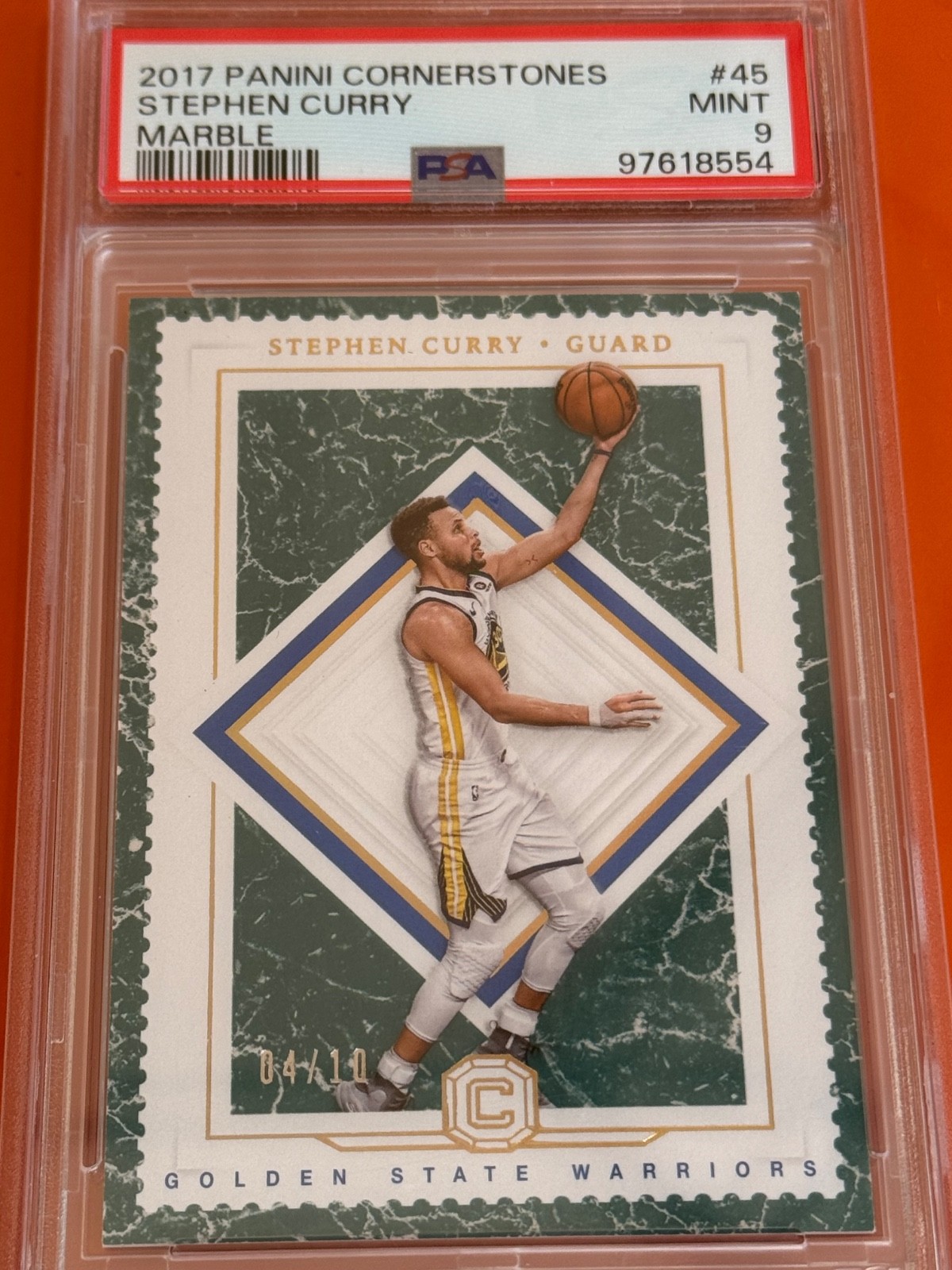 2017 PANINI CORNERSTONES Marble /10 #45 STEPHEN CURRY PSA 9