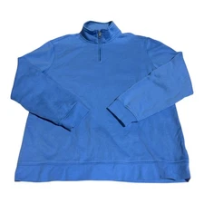 John Ashford 1/4 Zip Cotton Blend  Long Sleeve Blue Sweater Size Large