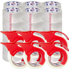 Heavy Duty Packing Tape 36 Rolls with 6 Dispensers, Total 1980Y, Clear, 2.7 Mil,