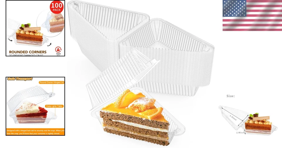 300 Count Triangle Clear Cake Containers with Sealing Hinged Lids for Transport - Image 2 of 4