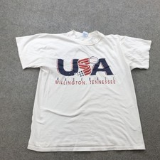 Vintage USA Baseball Graphic Shirt Mens Large Russell Athletic Made USA 90s