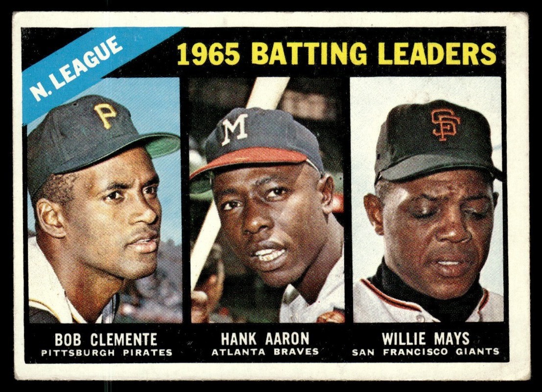 1966 Topps NL Batting Aaron / Mays / Clemente #215 Atlanta Braves
