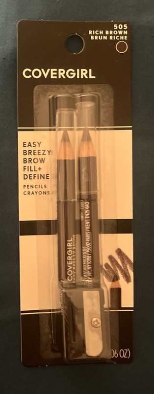 2pk Covergirl Brow Fill Define Eye Pencil Liner Waterproof 505 Dark Rich Brown